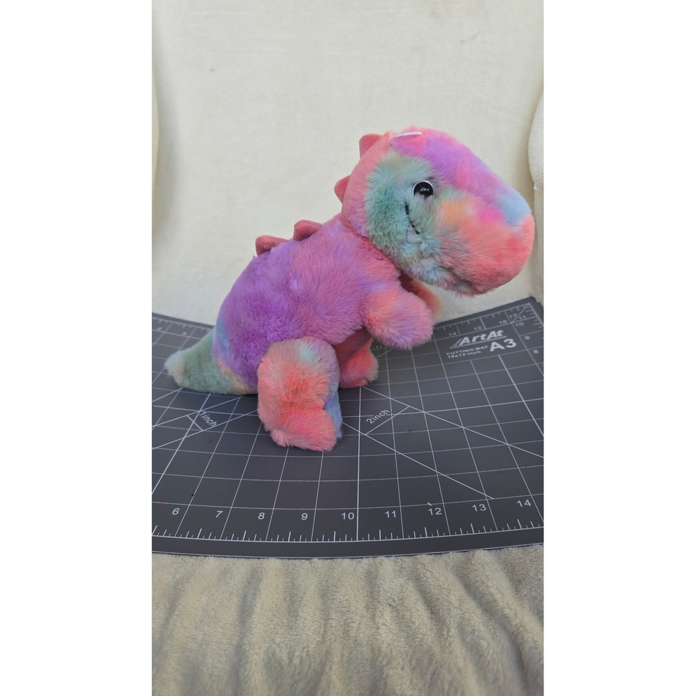 Aurora World Rainbow Tie Dye Dinosaur Plush Stuffed Animal T-Rex 10 Inch